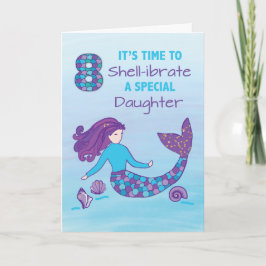 Tarjeta Hija 8 cumpleaños Sparkly Look Mermaid