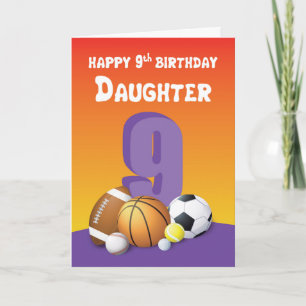 Tarjeta Hija 9.º Balls Deportiva de Cumpleaños