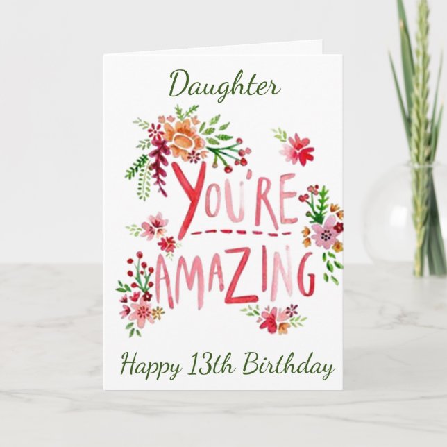 TARJETA HIJA ASOMBROSA EN SU CUMPLEAÑOS **13º** (Anverso)
