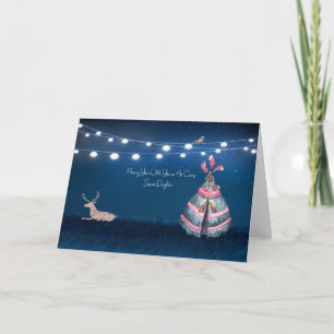 Tarjeta Hija Ausente en Campamento de Verano Escena Noctur