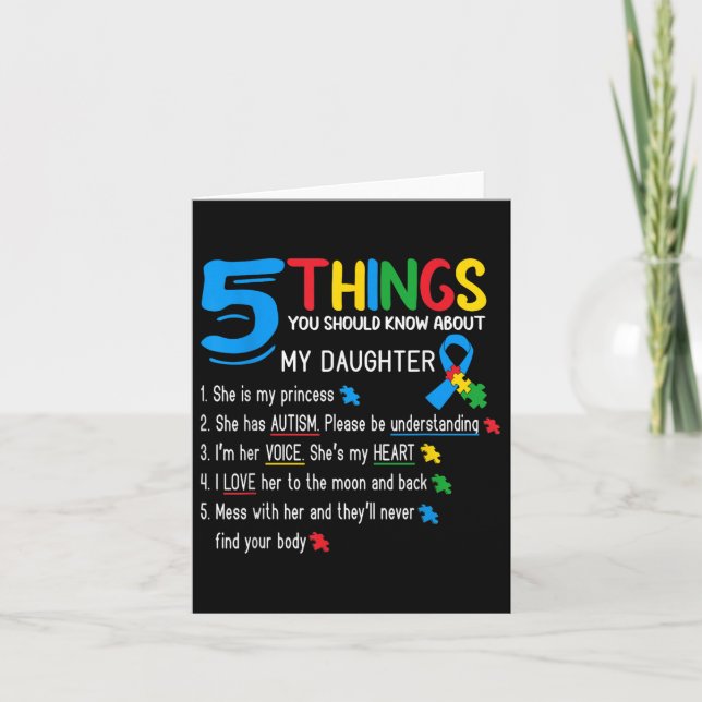 Tarjeta Hija autista Autismo Concienciación Apoyo a Mamá P (Anverso)