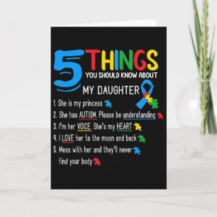 Tarjeta Hija autista Conciencia del autismo Apoyo Mamá Pap