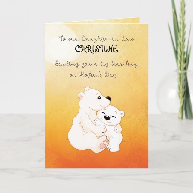 Tarjeta Hija bajo la ley nombre personalizado abrazos de o (Anverso)