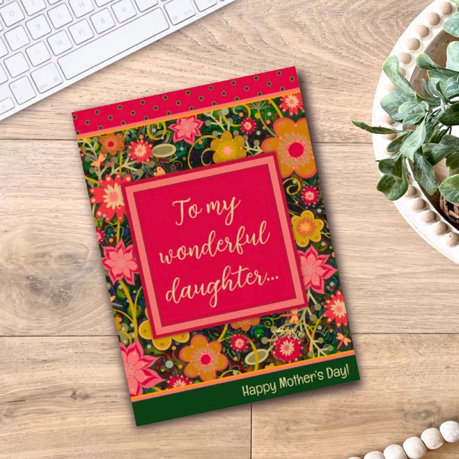 Tarjeta Hija: Bonito floral único feliz Día de la Madre (Subido por el creador)