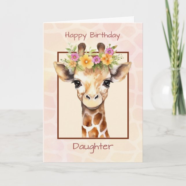 Tarjeta Hija Cumpleaños dulce Safari Jungle Giraffe (Anverso)