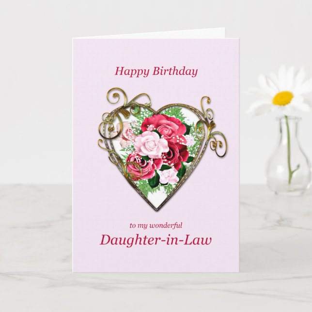 Tarjeta Hija cuñada Cumpleaños Rosas pintados de antigüeda (Planta pequeña)