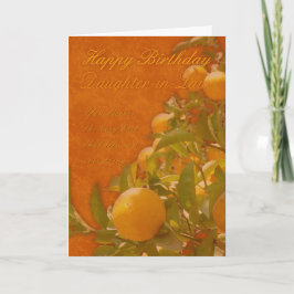 Tarjeta Hija cuñada feliz cumpleaños árbol Naranja español