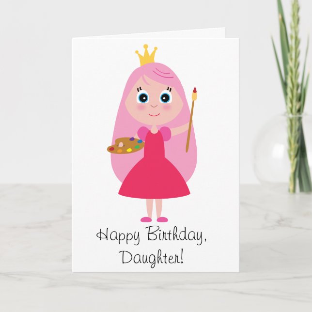 Tarjeta Hija de artista Princesa de Cumpleaños (Anverso)