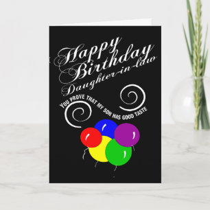 Tarjeta hija de buen gusto en cumpleaños de ley