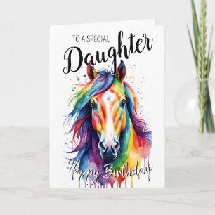 Tarjeta Hija de caballo de caballo arco iris unicornio