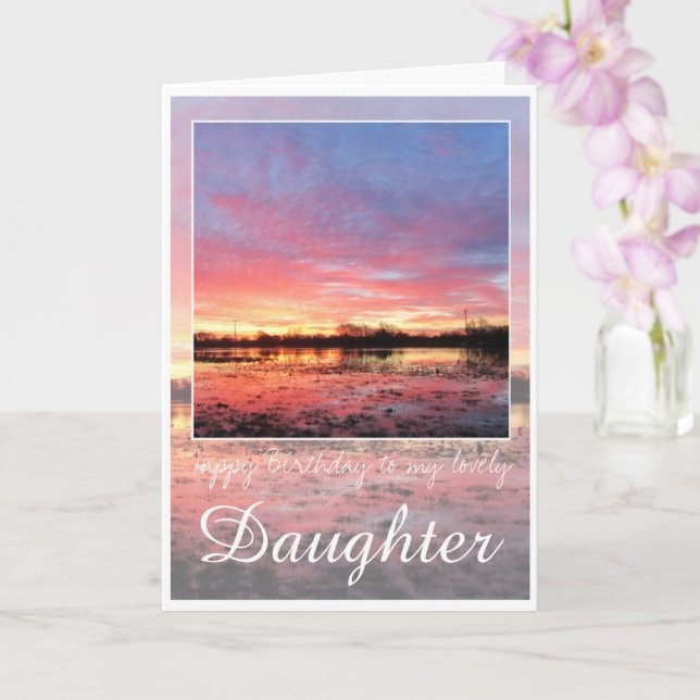 Tarjeta Hija de Cumpleaños, Amanecer Rosa Asombroso. (Orquídea)
