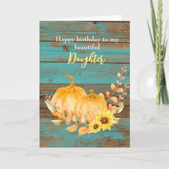 Tarjeta Hija de cumpleaños de la Calabaza de Girasol de Ma (Anverso)