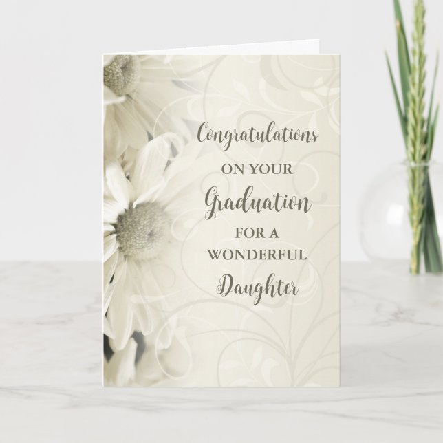 Tarjeta Hija de flores rosas felicitaciones graduación (Anverso)