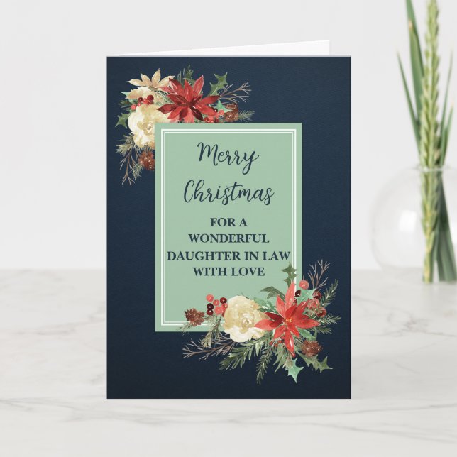 Tarjeta Hija De Flores Rústicas En La Ley Feliz Navidad (Anverso)