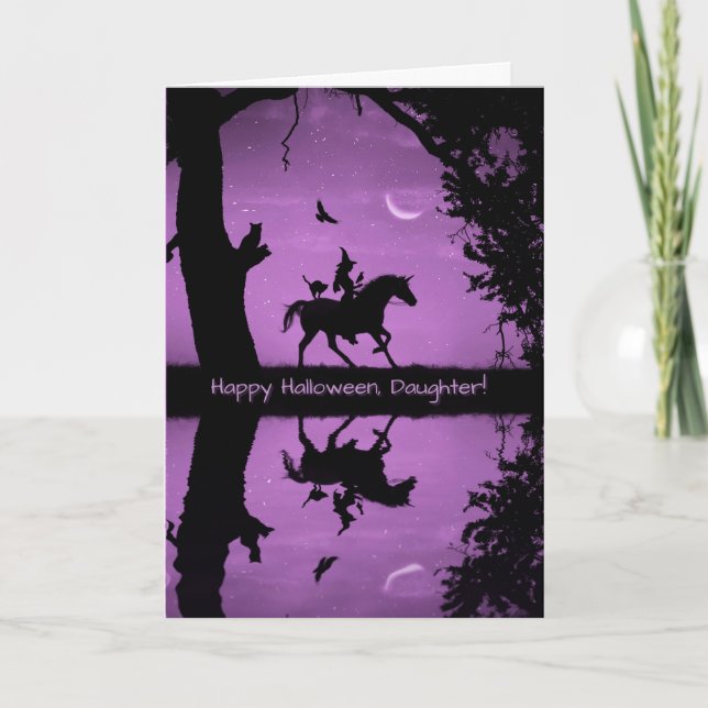 Tarjeta Hija de Halloween acaba con bruja y familia (Anverso)