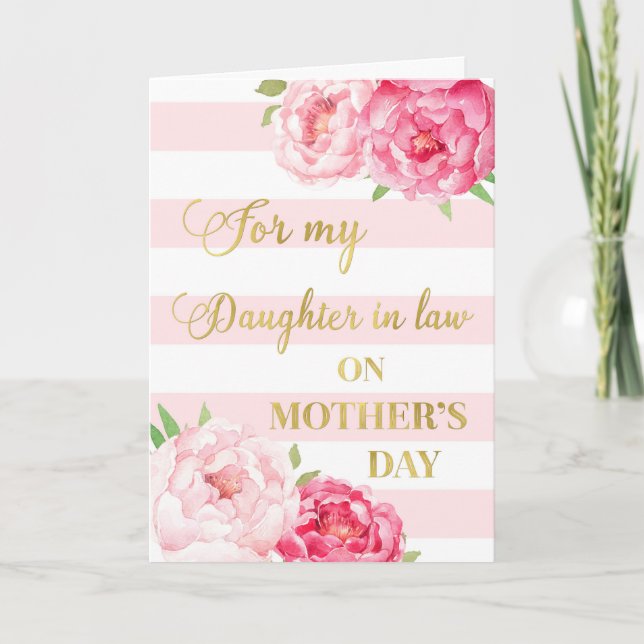 Tarjeta Hija de la madre en el día de las flores rosas en  (Anverso)