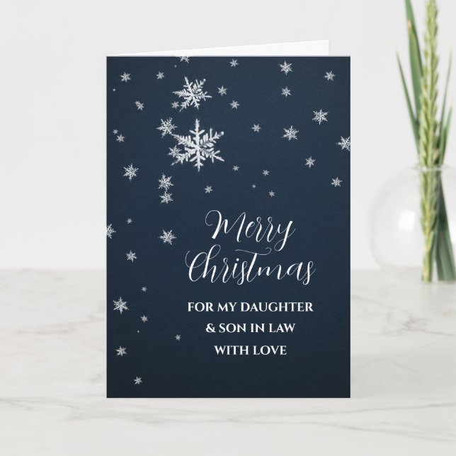 Tarjeta Hija de nieve e hijo en ley Feliz Navidad (Anverso)