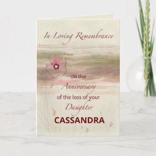 Tarjeta Hija de pérdida de aniversario de recuerdo de nomb