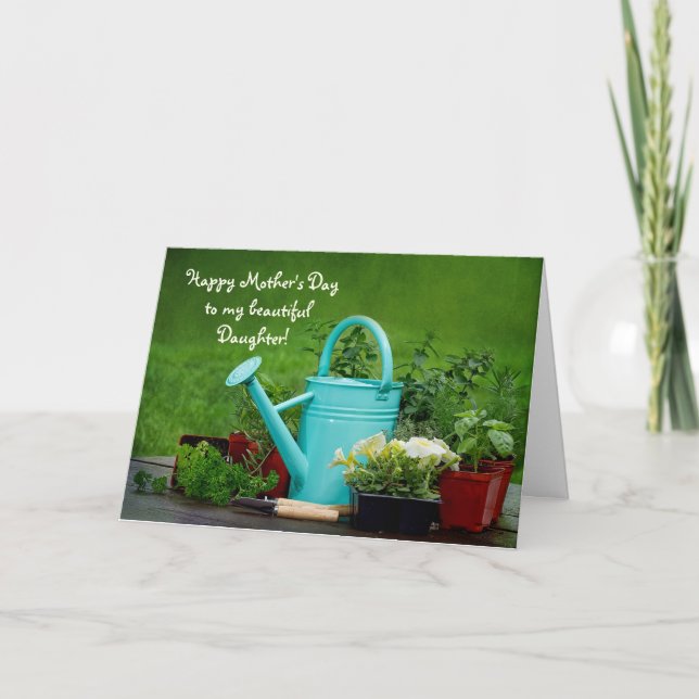 Tarjeta Hija del Día de la Madre - Hierbas/Flores/Jardines (Anverso)