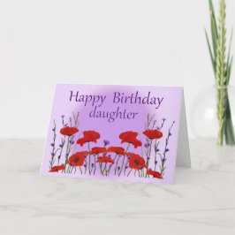 Tarjeta Hija del feliz cumpleaños, campo de amapolas