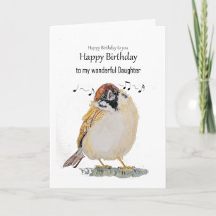 Tarjeta Hija Divertida Feliz Cumpleaños Gorrión Pájaro