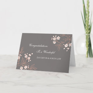 Tarjeta Hija e hijo en derecho Boda felicitaciones Grey
