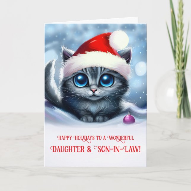 Tarjeta Hija e hijo en derecho Felices vacaciones Navidade (Anverso)