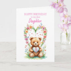 Tarjeta Hija Edad 3 Teddy Bear