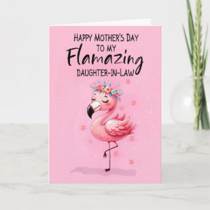 Tarjeta Hija en el Día de la Madre de Derecho con Flamingo
