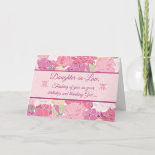 Tarjeta Hija en su cuñada Peonies flamea cumpleaños religi