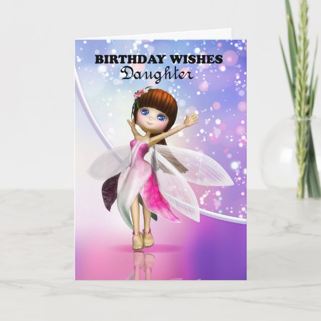 Tarjeta Hija, feliz cumpleaños lindo baile de hadas (Anverso)