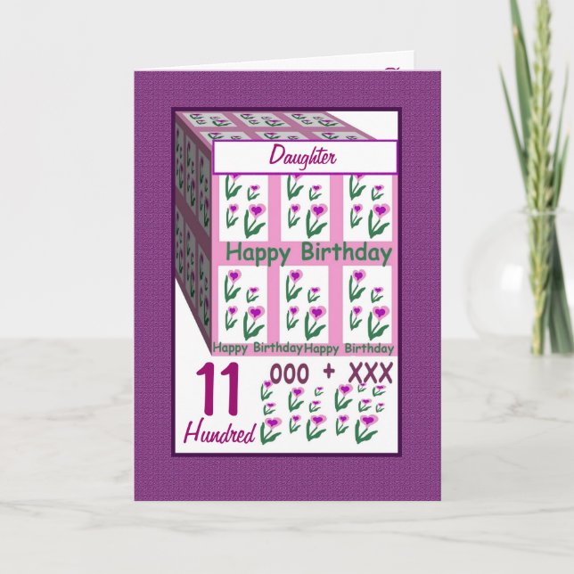 Tarjeta HIJA - Feliz cumpleaños número 11 (Anverso)