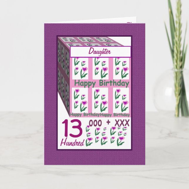 Tarjeta HIJA - Feliz décimo tercer cumpleaños (Anverso)