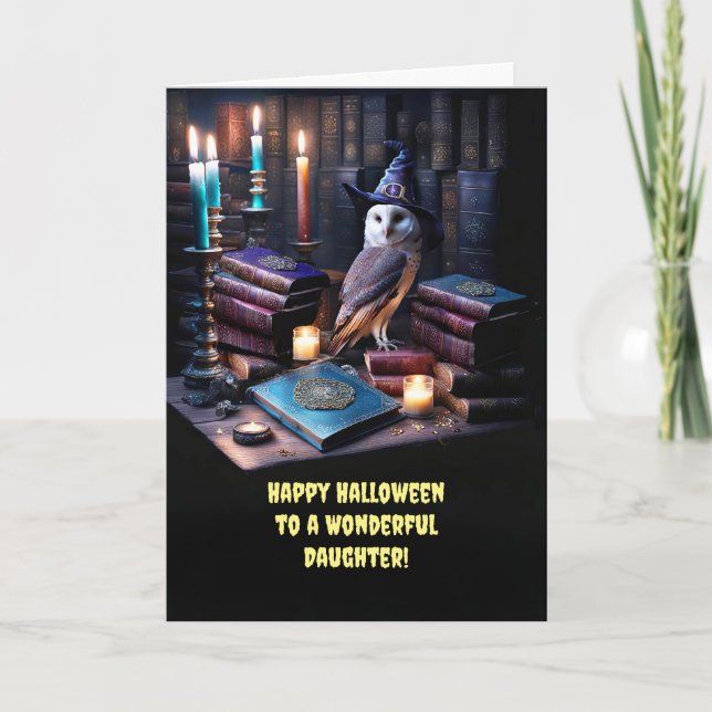 Tarjeta Hija Feliz Halloween con deliciosa brujería mágica (Anverso)