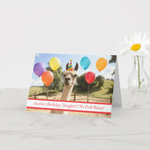 Tarjeta Hija Llama Divertida y Bonita con Sombrero de Fies