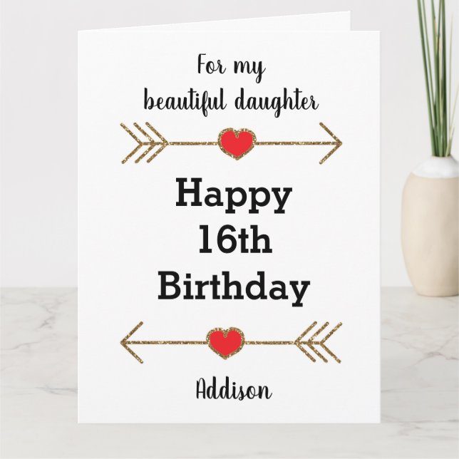 Tarjeta Hija moderna 16 años grande (Anverso)