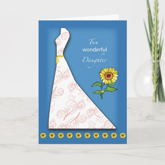 Tarjeta Hija novia ducha giratoria azul (Anverso)