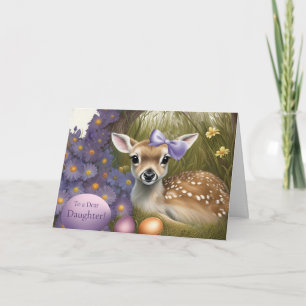 Tarjeta Hija Pascua con huevos de cervatillo lindo