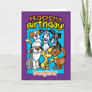Tarjeta Hija, perros para celebrar el cumpleaños, muchos p