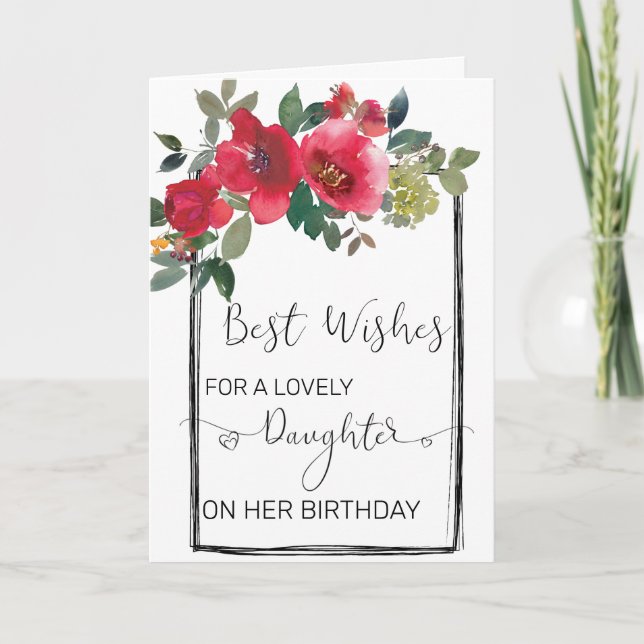 Tarjeta Hija Personalizado acuarela Floral Cumpleaños (Anverso)