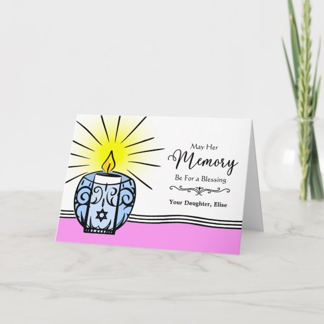 Tarjeta Hija Personalizado Yahrzeit Aniversario de la Muer (Anverso)