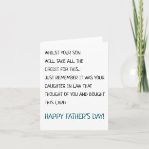 Tarjeta Hija política divertida Feliz Día del Padre Famili