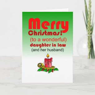 Tarjeta hija política y yerno divertidos en Navidad