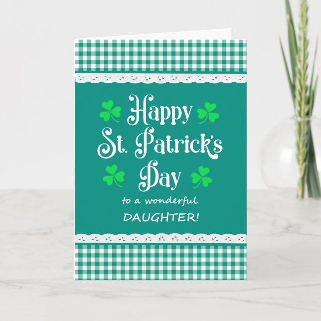 Tarjeta Hija San Patrick's Day sacude los controles verdes (Anverso)