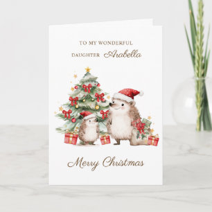 Tarjeta Hija Santa Erizo Navidad