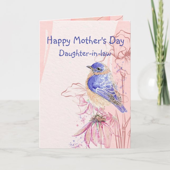 Tarjeta Hija suegra de la madre, pájaro azul del jardín (Anverso)