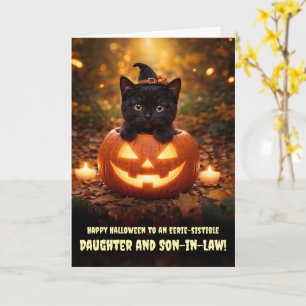 Tarjeta Hija y esposo yerno feliz Halloween