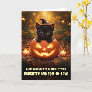 Tarjeta Hija y esposo yerno feliz Halloween
