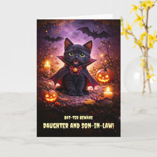 Tarjeta Hija y esposo yerno Halloween lindo