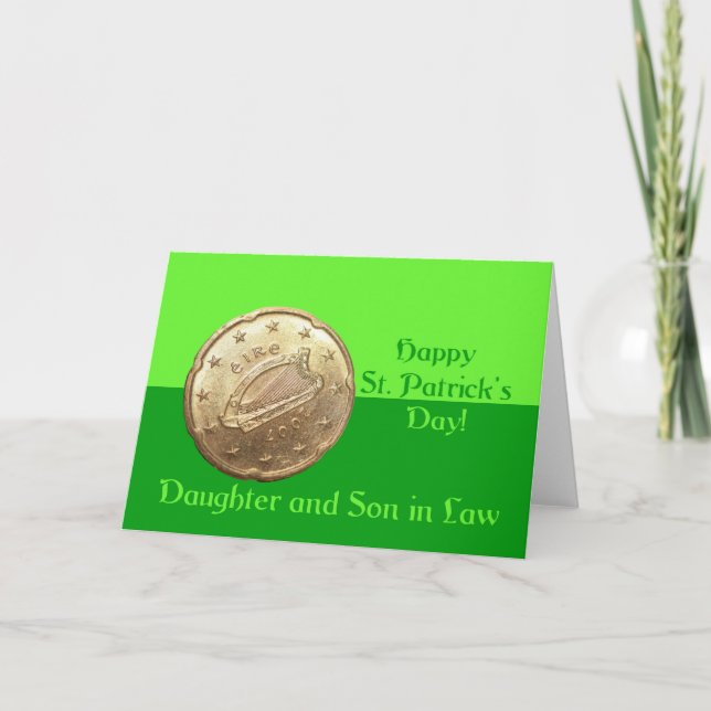 Tarjeta Hija y marido felices por el Día de San Patricio (Anverso)